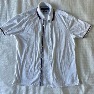 Topman White Button-up with Blue/Red Accent